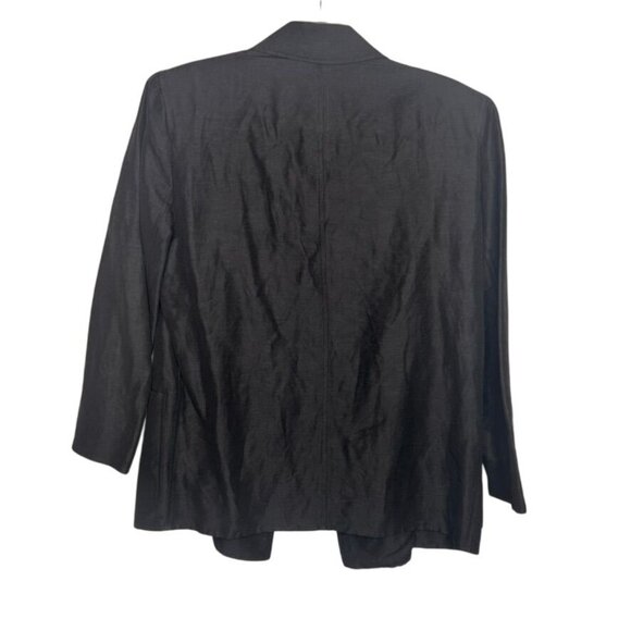 Calvin Klein Black Open-Front Blazer Womens 6 Lightweight Office Career Linen - Picture 2 of 10